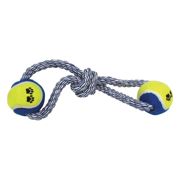 Boss Pet Digger's Multicolored Rubber Rope and Tug Dog Figure Tennis Ball Tug Toys Large 1 pk A03810 - main